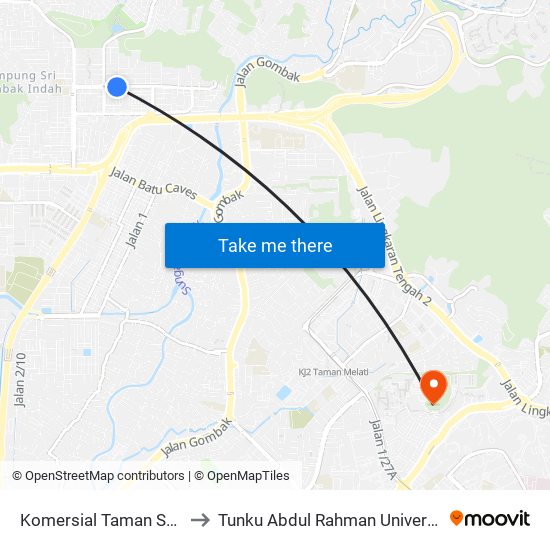 Komersial Taman Sri Gombak (Utara) (Sl245) to Tunku Abdul Rahman University College Kuala Lumpur Campus map