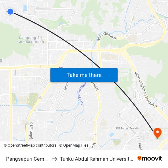 Pangsapuri Cempaka (Opp) (Sl180) to Tunku Abdul Rahman University College Kuala Lumpur Campus map