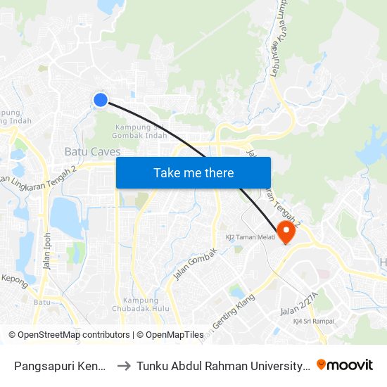 Pangsapuri Kenanga (Opp) (Sl181) to Tunku Abdul Rahman University College Kuala Lumpur Campus map