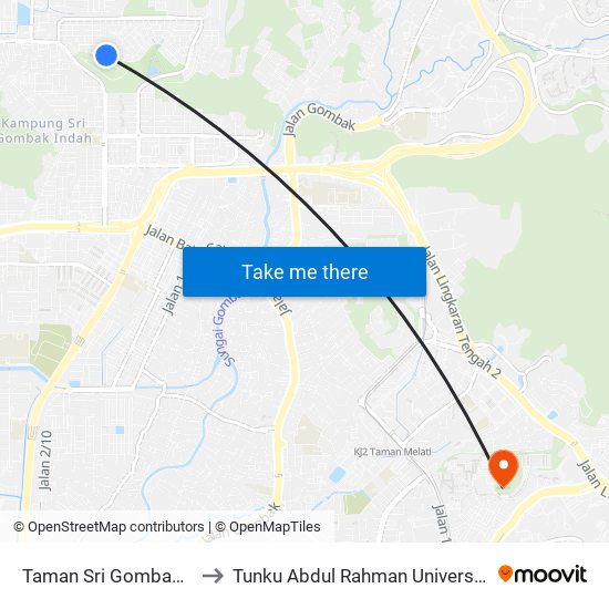 Taman Sri Gombak Fasa 9 (Barat) (Sl194) to Tunku Abdul Rahman University College Kuala Lumpur Campus map