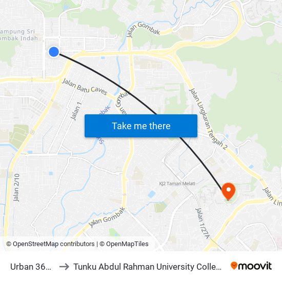 Urban 360 (Sl249) to Tunku Abdul Rahman University College Kuala Lumpur Campus map