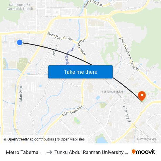 Metro Tabernacle (Opp) (Sl251) to Tunku Abdul Rahman University College Kuala Lumpur Campus map
