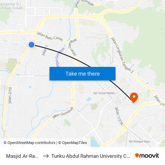 Masjid Ar-Rahimah (Sl470) to Tunku Abdul Rahman University College Kuala Lumpur Campus map