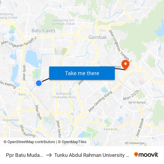 Ppr Batu Muda (Utara) (Kl591) to Tunku Abdul Rahman University College Kuala Lumpur Campus map