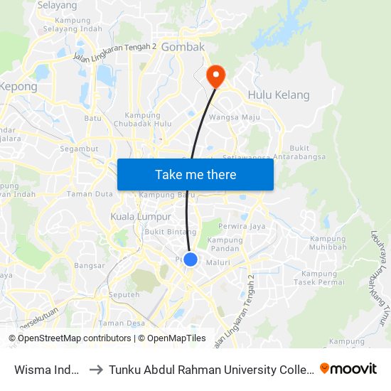 Wisma Indah (Kl891) to Tunku Abdul Rahman University College Kuala Lumpur Campus map