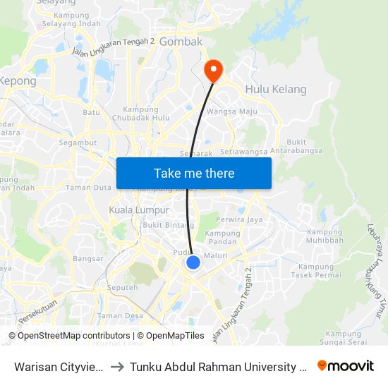 Warisan Cityview (Opp) (Kl366) to Tunku Abdul Rahman University College Kuala Lumpur Campus map
