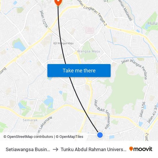 Setiawangsa Business Park (Opp) (Kl437) to Tunku Abdul Rahman University College Kuala Lumpur Campus map