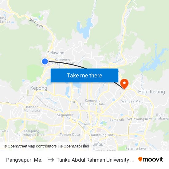 Pangsapuri Merak (Opp) (Sl18) to Tunku Abdul Rahman University College Kuala Lumpur Campus map