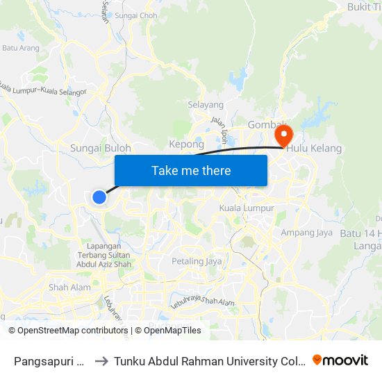 Pangsapuri Nuri (Sa732) to Tunku Abdul Rahman University College Kuala Lumpur Campus map