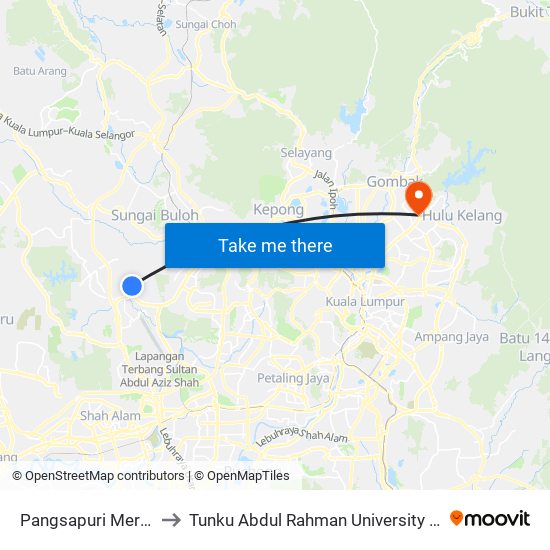 Pangsapuri Merak (Opp) (Sa687) to Tunku Abdul Rahman University College Kuala Lumpur Campus map