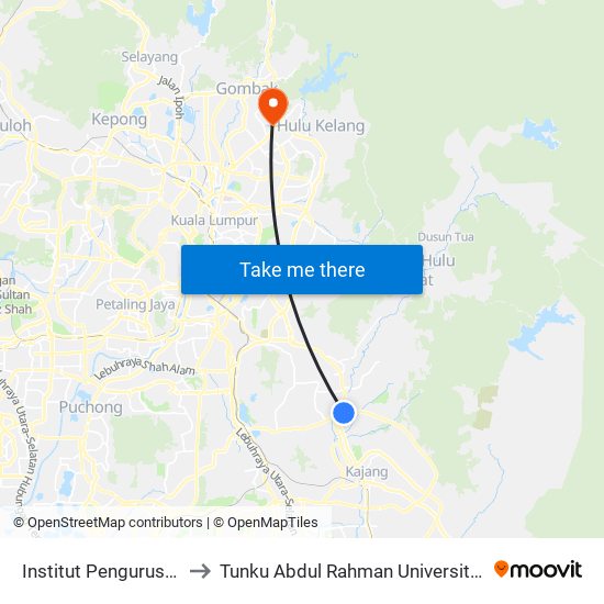 Institut Pengurusan Veterinar (Kj304) to Tunku Abdul Rahman University College Kuala Lumpur Campus map