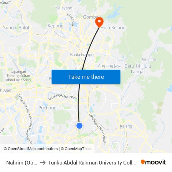 Nahrim (Opp) (Sj189) to Tunku Abdul Rahman University College Kuala Lumpur Campus map