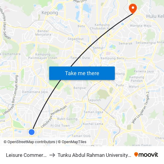 Leisure Commerce Square (Pj622) to Tunku Abdul Rahman University College Kuala Lumpur Campus map