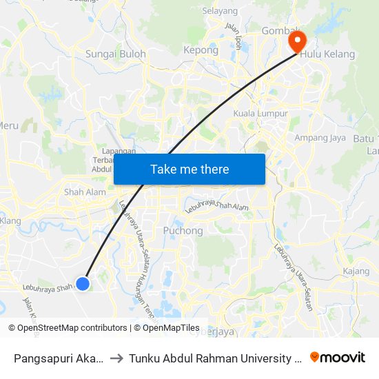 Pangsapuri Akasia, Berjaya Park to Tunku Abdul Rahman University College Kuala Lumpur Campus map