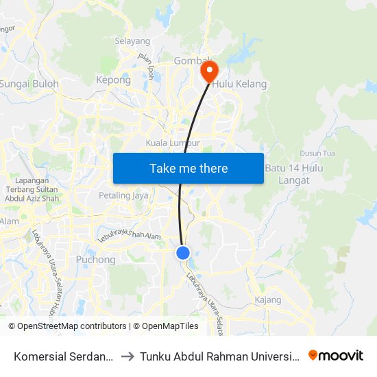 Komersial Serdang Raya 8 (Opp) (Sj90) to Tunku Abdul Rahman University College Kuala Lumpur Campus map