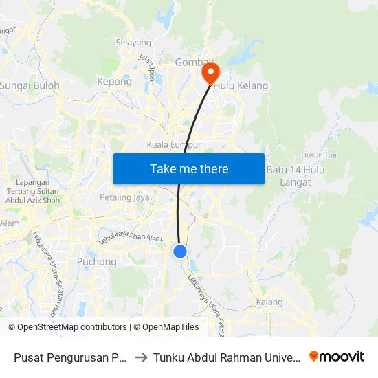 Pusat Pengurusan Pengangkutan (Itis) (Kl2545) to Tunku Abdul Rahman University College Kuala Lumpur Campus map