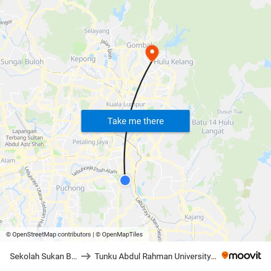 Sekolah Sukan Bukit Jalil (Kl2524) to Tunku Abdul Rahman University College Kuala Lumpur Campus map