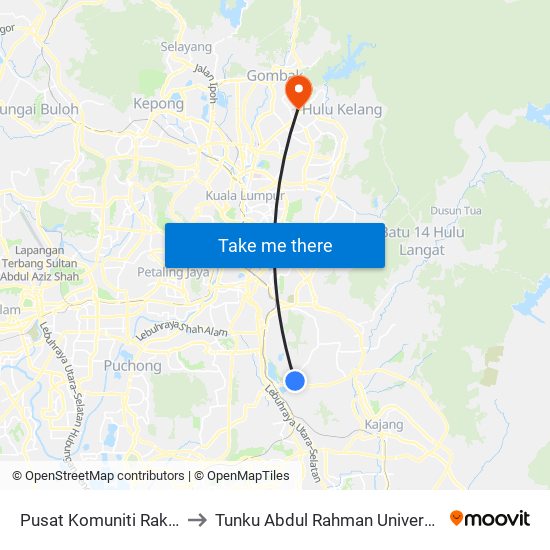 Pusat Komuniti Rakyat (Jkp Zon 24) (Sj789) to Tunku Abdul Rahman University College Kuala Lumpur Campus map