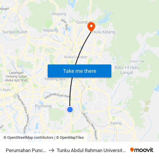 Perumahan Puncak Jalil 9/1 (Sj853) to Tunku Abdul Rahman University College Kuala Lumpur Campus map