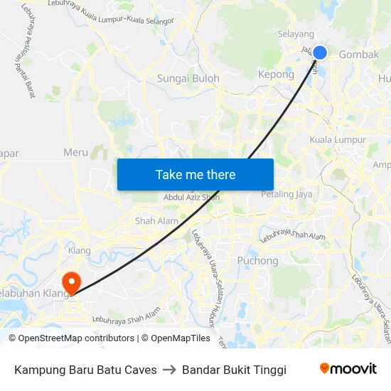 Kampung Baru Batu Caves to Bandar Bukit Tinggi map