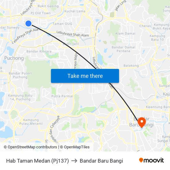 Hab Taman Medan (Pj137) to Bandar Baru Bangi map