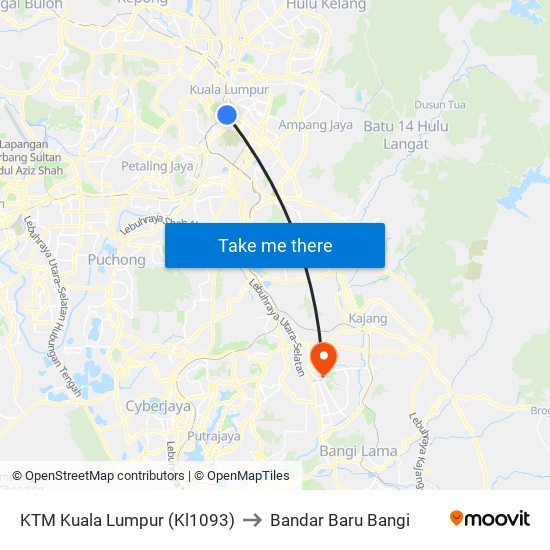 KTM Kuala Lumpur (Kl1093) to Bandar Baru Bangi map