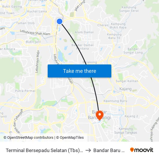 Terminal Bersepadu Selatan (Tbs) (Kl779) to Bandar Baru Bangi map