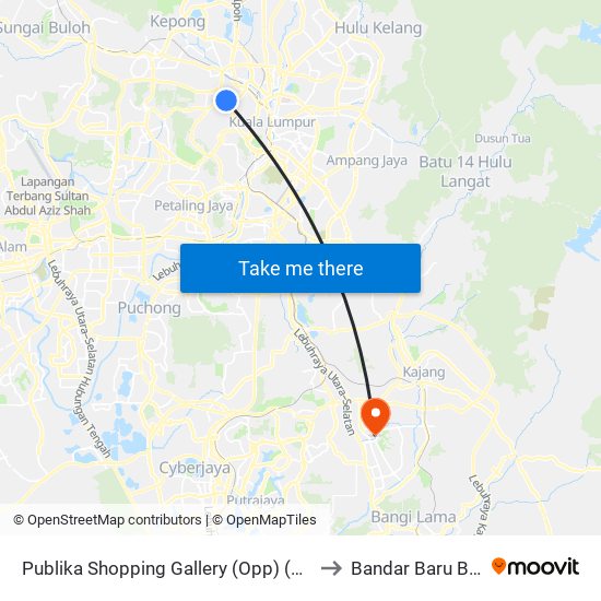 Publika Shopping Gallery (Opp) (Kl1016) to Bandar Baru Bangi map