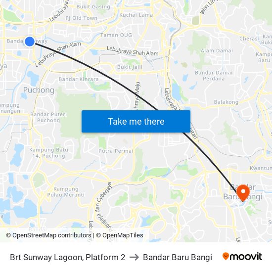 Brt Sunway Lagoon, Platform 2 to Bandar Baru Bangi map