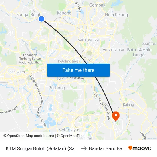 KTM Sungai Buloh (Selatan) (Sa898) to Bandar Baru Bangi map