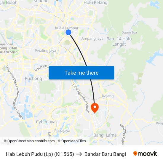 Hab Lebuh Pudu (Lp) (Kl1565) to Bandar Baru Bangi map