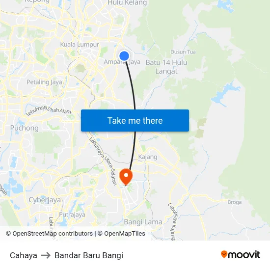 Cahaya to Bandar Baru Bangi map
