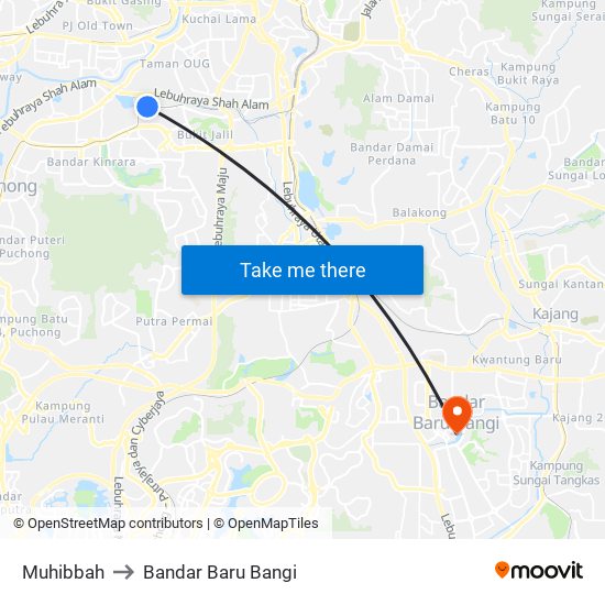 Muhibbah to Bandar Baru Bangi map