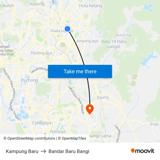 Kampung Baru to Bandar Baru Bangi map