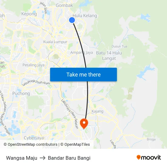 Wangsa Maju to Bandar Baru Bangi map