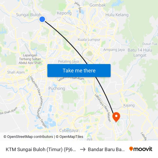 KTM Sungai Buloh (Timur) (Pj655) to Bandar Baru Bangi map