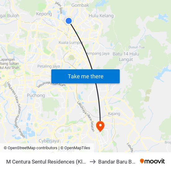 M Centura Sentul Residences (Kl1503) to Bandar Baru Bangi map