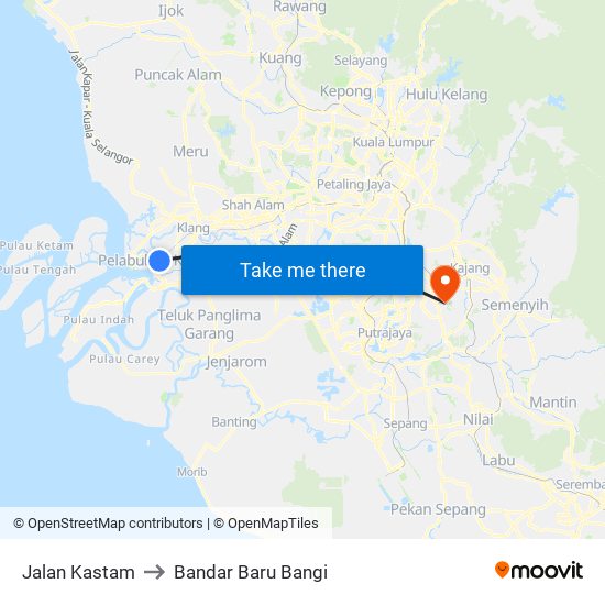 Jalan Kastam to Bandar Baru Bangi map