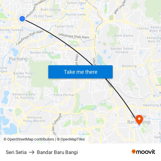 Seri Setia to Bandar Baru Bangi map