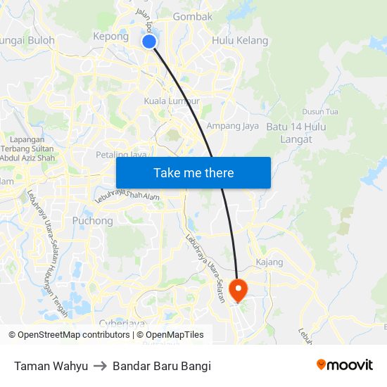 Taman Wahyu to Bandar Baru Bangi map