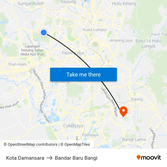 Kota Damansara to Bandar Baru Bangi map