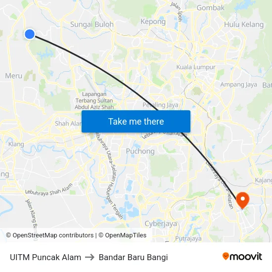 UITM Puncak Alam to Bandar Baru Bangi map