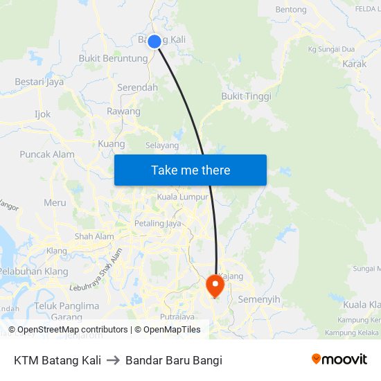 KTM Batang Kali to Bandar Baru Bangi map