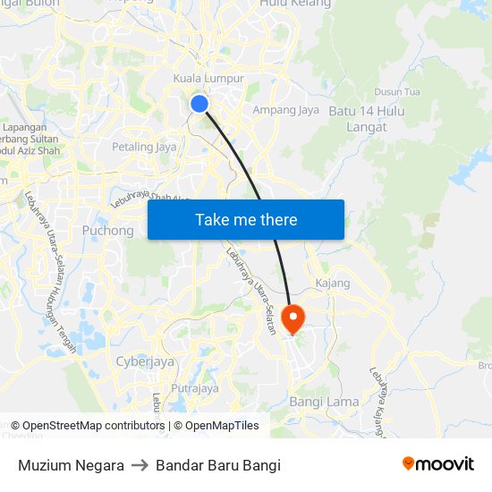 Muzium Negara to Bandar Baru Bangi map