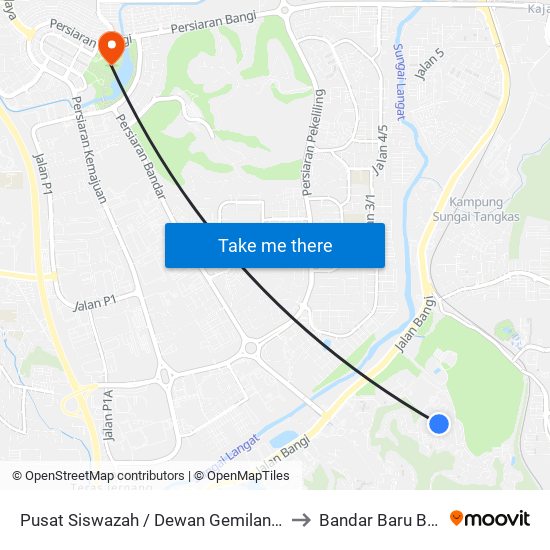 Pusat Siswazah / Dewan Gemilang UKM to Bandar Baru Bangi map