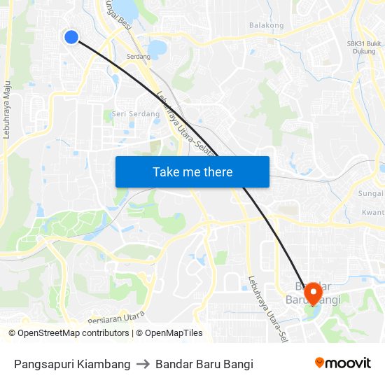 Pangsapuri Kiambang to Bandar Baru Bangi map