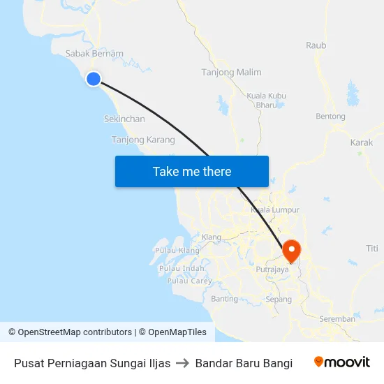 Pusat Perniagaan Sungai Iljas to Bandar Baru Bangi map