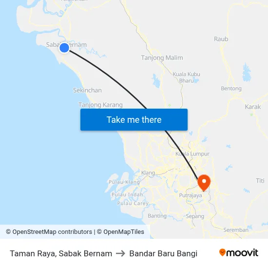 Taman Raya, Sabak Bernam to Bandar Baru Bangi map