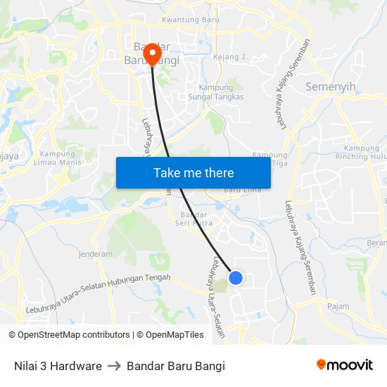 Nilai 3 Hardware to Bandar Baru Bangi map