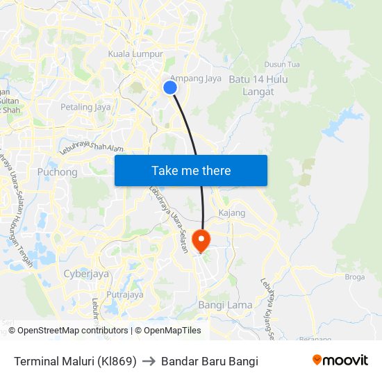 Terminal Maluri (Kl869) to Bandar Baru Bangi map